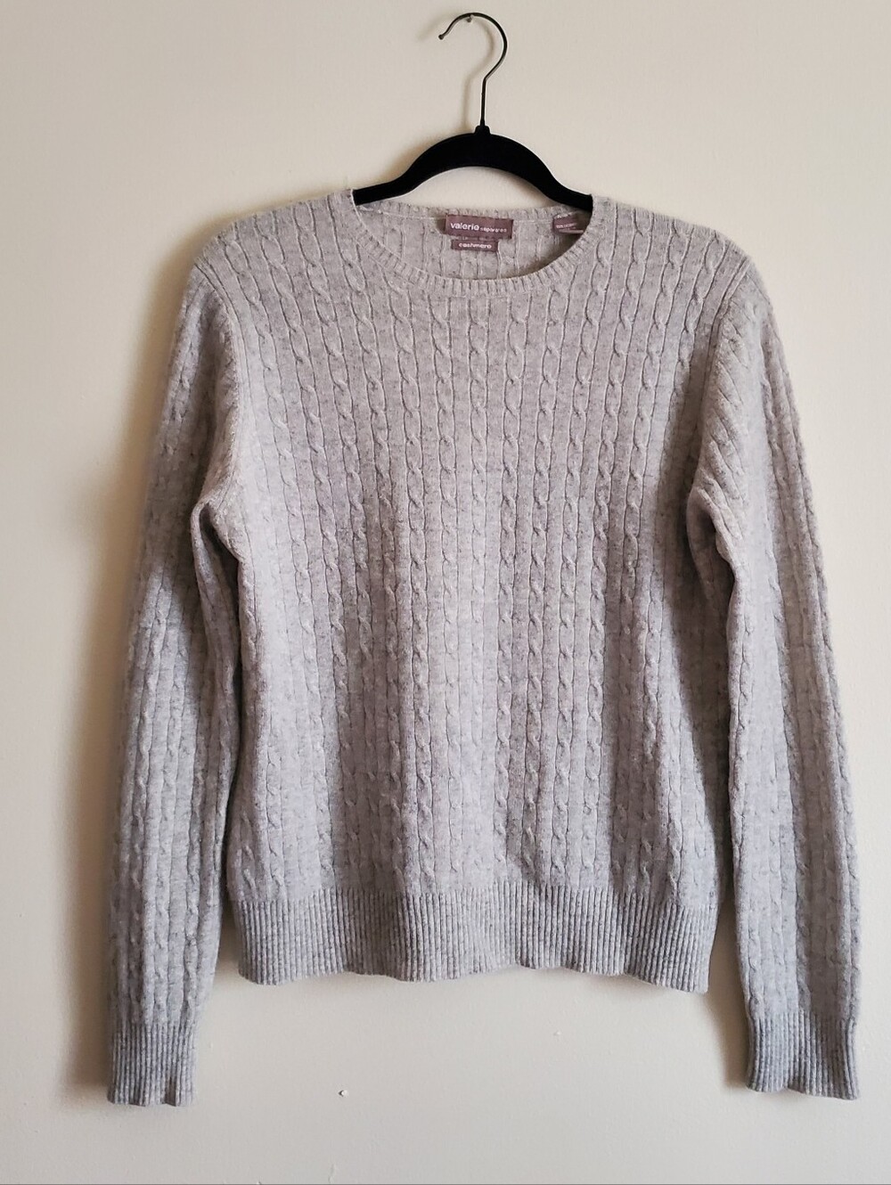 Valerie Cable-knit 100% Cashmere Sweater Gray Size Medium